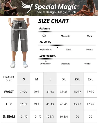 Miniatura 6 de SPECIALMAGIC Pantalones capri de yoga para mujer, pantalones capri cargo de pierna recta con 5 bolsillos