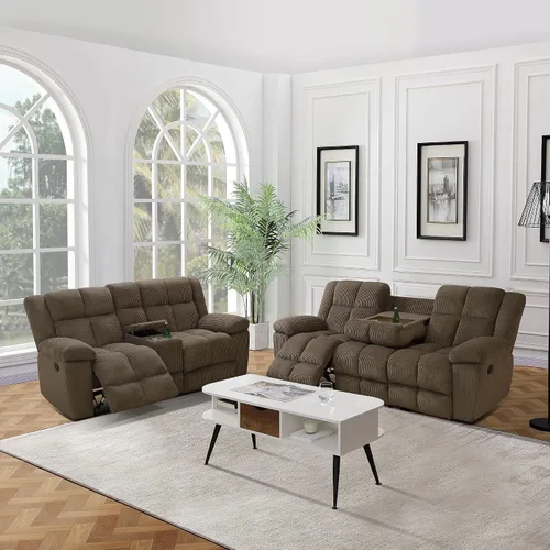 Miniatura 27 de Juego de sofá reclinable para muebles de sala de estar, juego de sofá y silla reclinable de pana verde, tela manual, sofá reclinable de 3 plazas