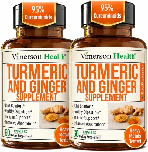 Miniatura 11 de Suplemento natural de apoyo para las articulaciones con BioPerine y 95 % de curcuminoides; contiene curcumina de cúrcuma, cúrcuma, jengibre