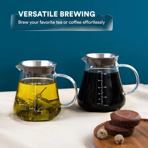 Miniatura 6 de Glass Range - Servidor de café para verter sobre café y té, 20.3 fl oz/20oz Ovalware apto para microondas y resistente al calor, cuerpo de vidrio