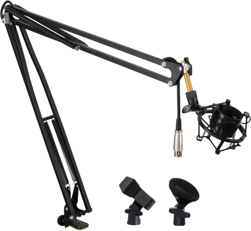 Miniatura 8 de Pyle Soporte de brazo de micrófono de suspensión Pro - Soporte de micrófono con brazo de resorte de tijera con soporte de choque, inclinación