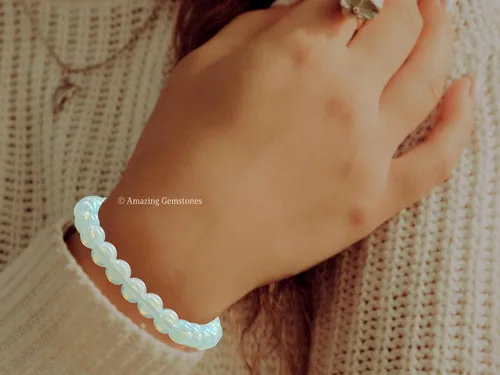 Miniatura 583 de Amazing Gemstone Pulsera de cristal para mujeres y hombres, pulsera de cristal curativo de protección, pulsera elástica con cuentas de piedras