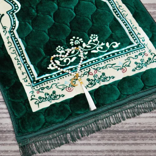 Miniatura 6 de Alfombra de oración musulmana con cuentas de oración Tasbih, suave y grande para oración islámica mate, alfombrilla de oración islámica acolchada