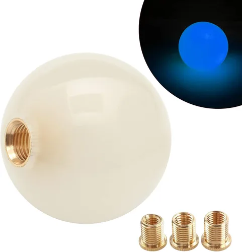 Miniatura 13 de Pomo de palanca de cambios redondo de bola de 5 y 6 velocidades de fibra de carbono para vehículos manuales y automáticos con adaptadores M12x1.25