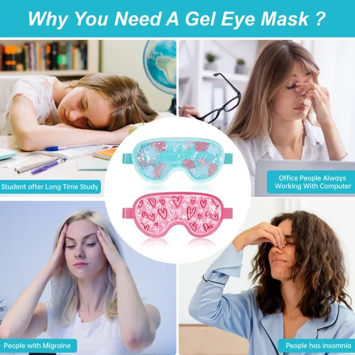Miniatura 2 de Máscara refrescante para ojos fríos, máscara de compresión para ojos hinchados, reutilizable para ojos hinchados, gel de hielo para ojos cansados