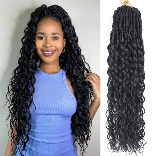Miniatura 73 de Cabello de ganchillo para mujeres negras Goddess Locs de 14 pulgadas 8 paquetes 613 Locs falsos suaves preenganchados trenzas de ganchillo cabello