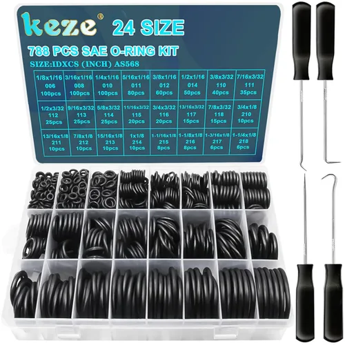 Miniatura 11 de KEZE Juego de 1008 anillos tóricos SAE, 32 tamaños estándar de EE. UU., sellos de goma de nitrilo 70A, juego de anillos tóricos en pulgadas con 4