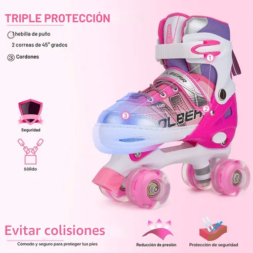 Miniatura 5 de Patines en línea ajustables para niñas y mujeres, todas las 8 ruedas de los patines de niña brillan, iluminación segura y divertida para niños A-Rosa