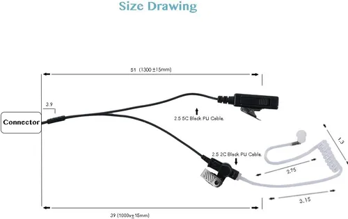 Miniatura 4 de XPR3300e Auricular PTT Mic para Motorola XPR3500 XPR3500e XPR3000 XPR3300 Walkie Talkie Radio de 2 vías con 2 cables de vigilancia de seguridad tubo