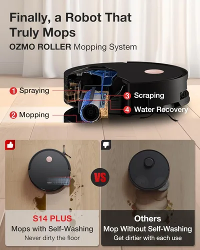 Miniatura 3 de Yeedi Robot aspirador y trapeador S14 Plus, succión de 18,000 Pa, mopa con rodillo OZMO, ZeroTangle 2.0, sensor TruEdge 3D, estación todo en uno