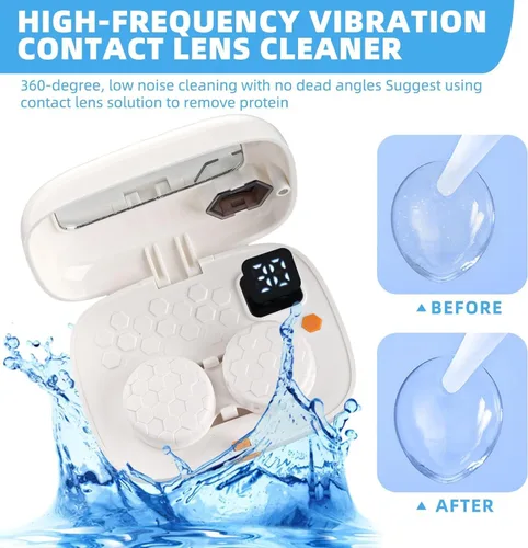 Miniatura 6 de Limpiador de lentes de contacto con espejo, máquina limpiadora de lentes de contacto, limpiador ultrasónico USB para eliminación de lentes suaves
