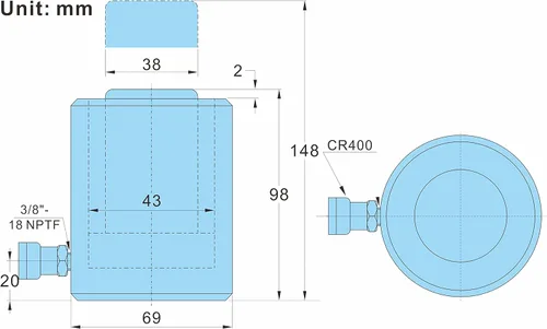 Miniatura 8 de AMZCNC Gato hidráulico de cilindro de 10 toneladas de un tiempo de 2 pulgadas de carrera, gato de cilindro hidráulico de 10T, gato de elevación