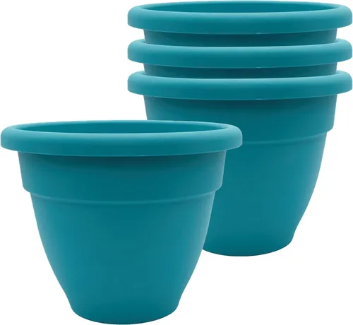 Miniatura 13 de The HC Companies, Caribbean - Maceta de plástico y ligera de 6 pulgadas para interiores y exteriores, maceta para hierbas y flores, color negro