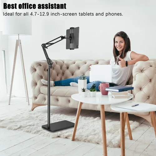 Miniatura 3 de Lucky Trip Soporte de suelo para tablet con base estable de doble resistencia que nunca se vuelca, altura ajustable, giratoria, soporte