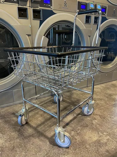 Miniatura 6 de Carrito de lavandería comercial LVP Work Horse con asa extraíble (cromado, extra grande)
