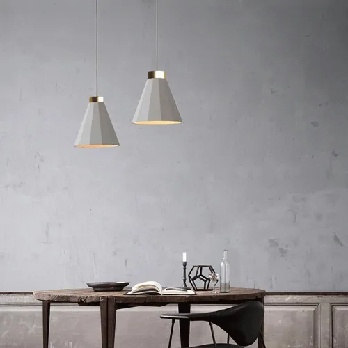Miniatura 2 de Luces colgantes de cemento industrial vintage, lámpara colgante de hormigón gris de mediados de siglo con acabado dorado, cable ajustable E27/E26