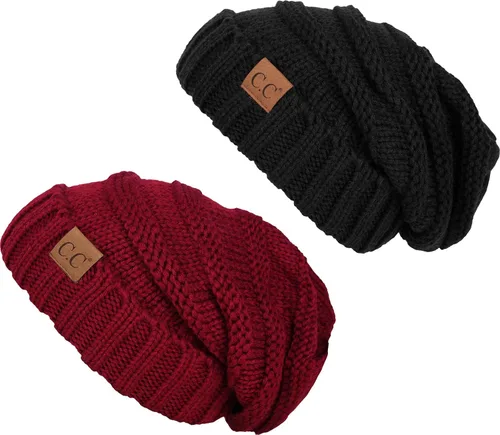 Miniatura 340 de Funky Junque Gorro de moda de punto trenzado de talla extragrande, grueso, abrigado, suave y holgado