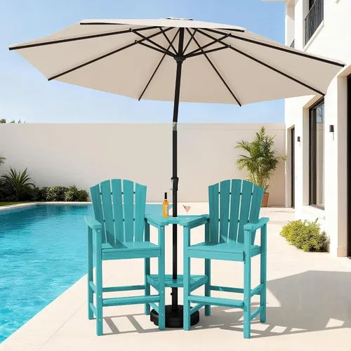 Miniatura 15 de KINGYES Aruba - Juego de 4 sillas Adirondack altas de HDPE con bandejas de conexión dobles, silla Adirondack de altura de barra en relieve para 2