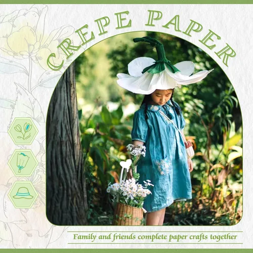 Miniatura 5 de Mlurcu Papel crepé - 6 rollos de serpentinas de crepé verdes, 10 pulgadas de ancho, kit de manualidades de flores para bodas y fiestas de festivales