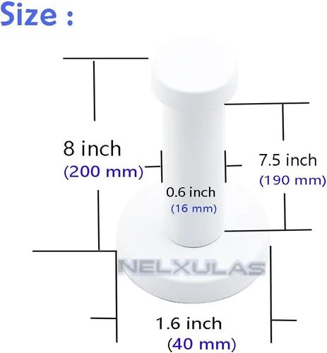 Miniatura 3 de Gancho clásico de acero inoxidable blanco súper resistente, para colgar abrigos, ganchos para toallas de baño (8 pulgadas, 4 unidades)