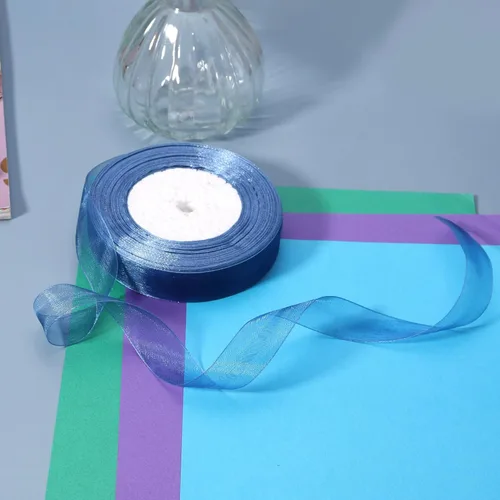Miniatura 8 de Cinta de organza transparente azul real de 3/4 de pulgada, 50 yardas, cinta de gasa para envolver regalos, Navidad, Halloween, decoración de ramo