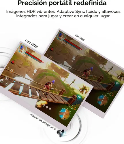Miniatura 3 de Pixio PX160 Wave Rosa Monitor Portátil 15.6 Pulgadas 60Hz FHD 1080p Panel IPS HDR Soporte de Pantalla Cubierta USB-C HDMI Extensión de Pantalla