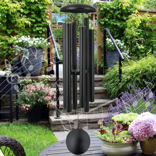 Miniatura 10 de ASTARIN Campanillas de viento conmemorativas para exteriores, 36 pulgadas con 6 tubos pesados, tono profundo para decoración colgante de jardín