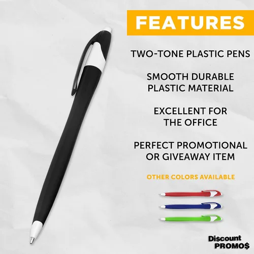 Miniatura 2 de DISCOUNT PROMOS Juego de 10 bolígrafos de oficina de plástico de dos tonos, paquete a granel, tinta negra, ideal para oficina, escuela, negocios