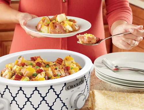 Miniatura 5 de Crock-Pot mini olla cacerola de cocción lenta de 2.5 qt, color blanco/azul