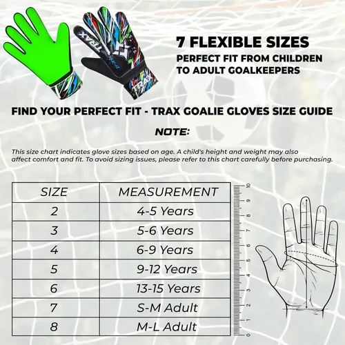 Miniatura 7 de Guantes de portero de fútbol para niños, jóvenes y adultos, guantes de portero de fútbol con látex de 0.157 pulgadas (0.157 in) antideslizantes