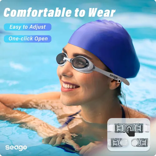 Miniatura 2 de Seago 2 Pack Swimming Goggles Anti-fog Anti-UV Silicone Swim Goggles Adult Women Men Negro & blanco
