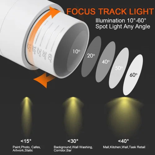 Miniatura 5 de Cabezales de iluminación LED H de 15 W, cabezal de luz de pista de enfoque para obras de arte de acento, luz de pista lineal tipo H -4000 K luz