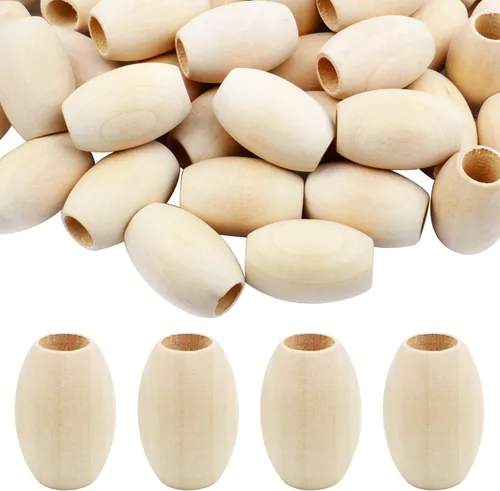 Miniatura 9 de Cuentas espaciadoras de madera natural, 100 cuentas de tubo sin terminar de agujero grande para decoraciones hechas a mano, pulseras, colgantes