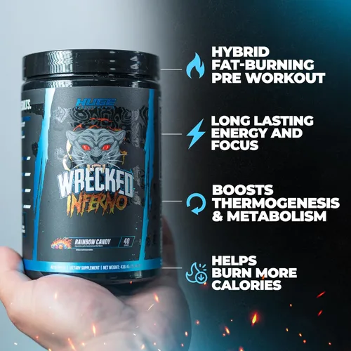 Miniatura 3 de Wrecked Inferno - Pre-entrenamiento termogénico para hombres y mujeres, aumenta la energía, aumenta la termogénesis y el metabolismo, mejora