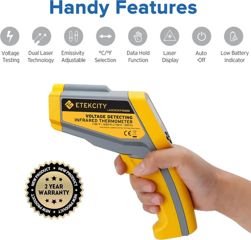 Miniatura 7 de Etekcity Termómetro infrarrojo Lasergrip 1030D (no para humanos) con filtro de temperatura sin contacto con láser dual, de 58 °F a 1022 ℉