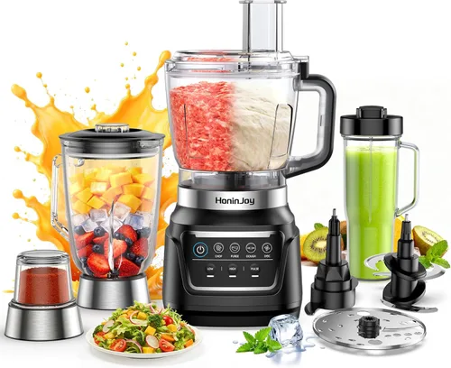 Licuadora y procesador de alimentos todo en uno, licuadora profesional 10 en 1 para batidos, triturar hielo, hacer masa, picar, moler, rebanar y