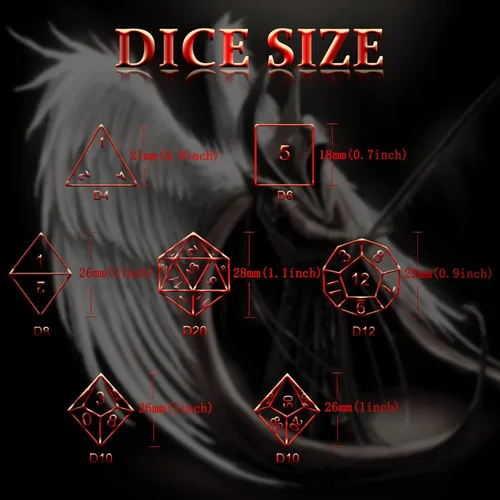 Miniatura 6 de Dados DND, juego de dados de metal D&D Dungeons and Dragons, juego de dados huecos poliédricos, dados para juegos de rol, dados D y D