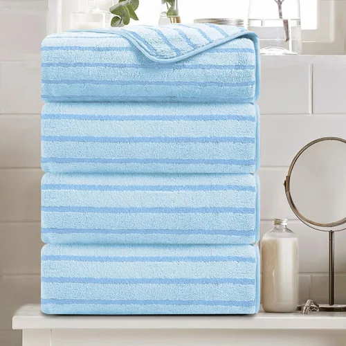 Miniatura 39 de Juego de 8 toallas de baño grandes a rayas estilo cabana color verde militar - Sábana de baño extragrande - 2 toallas de baño, 2 toallas de mano, 4