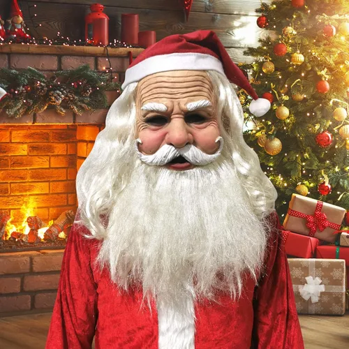 Miniatura 2 de Máscara vieja de barba blanca de Navidad, Santa Claus realista para mujeres, disfraz de Halloween, Navidad, abuela, abuelo, anciana, anciana