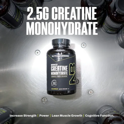 Miniatura 9 de NutraBio Cápsulas de Monohidrato de Creatina Micronizada Pura, Píldoras de Creatina, Apoya la Energía Muscular para Volumen, la Recuperación