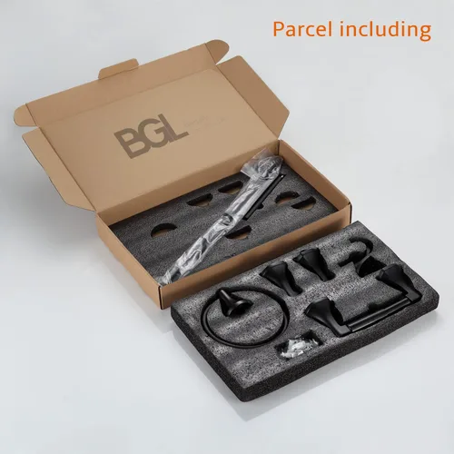 Miniatura 9 de BGL Juego de accesorios de baño, barra de toalla extensible ajustable negro mate, juego de accesorios de baño de 4 piezas, soporte para papel