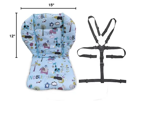 Miniatura 7 de twoworld Cojín de asiento para silla alta para bebé, resistente y correas para silla alta (arnés de 5 puntos), 1 traje (animal azul)