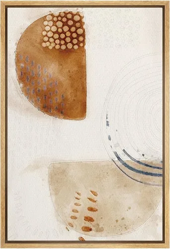 Miniatura 42 de SIGNFORD - Lienzo enmarcado para pared, arte de pintura grunge duotono blanco bronceado, trazos abstractos, formas ilustradas, arte moderno