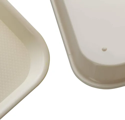 Miniatura 3 de Eslite Bandejas rectangulares de plástico para servir, bandejas de cafetería de comida rápida, 17 x 13 pulgadas, juego de 6 (beige)