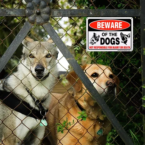 Miniatura 6 de Letrero con texto en inglés "Beware of Dog", paquete de 2 letreros de 10 x 7 pulgadas, libre de óxido, 40 aluminio, impresión UV, gráficos Rojo-2