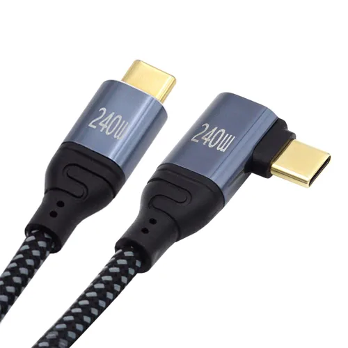 Miniatura 11 de Cable USB-C de 240 W tipo C 480 Mbps 48 V 5 A de perfil bajo en ángulo de 90 grados compatible con USB 2.0 100 W de carga para portátil, tableta
