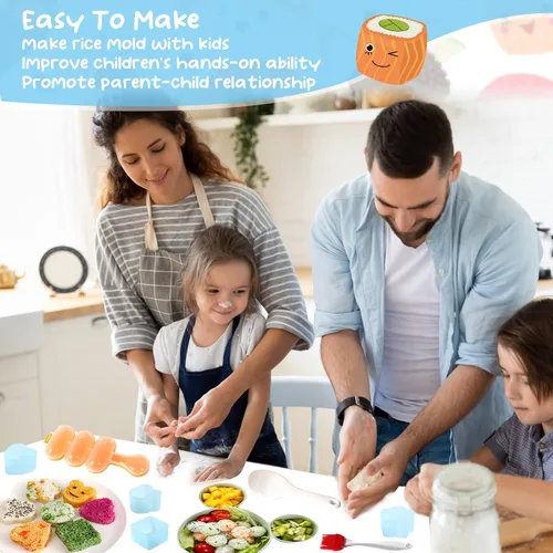 Miniatura 7 de Onigiri - Kit de moldes para hacer sushi musubi con paleta de arroz, cepillo para cocina, sin BPA, duradero, polipropileno, pequeño, redondo