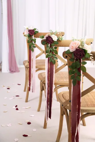 Miniatura 3 de Decoraciones de pasillo de boda para ceremonia de boda, juego de 10 flores de banco para decoración de sillas de iglesia, decoración de fiesta