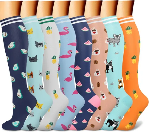 Miniatura 14 de CHARMKING Calcetines de compresión para mujeres y hombres para circulación (8 pares) 15-20 mmHg, mejor soporte para ciclismo atlético