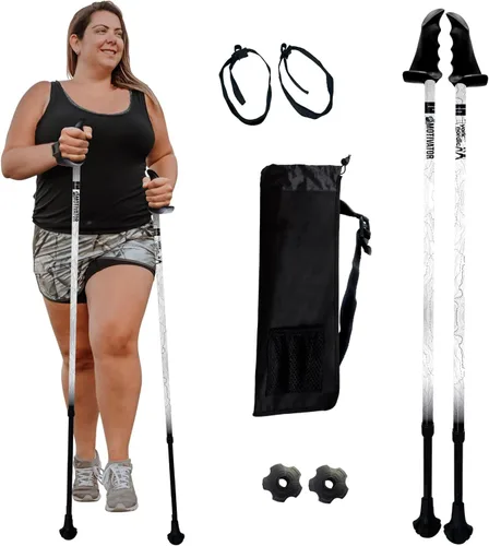 Miniatura 35 de York Nordic Bastones de senderismo motivadores grandes y altos para equilibrio y rehabilitación, 2 piezas, fuertes bloqueos de botón, patas de goma